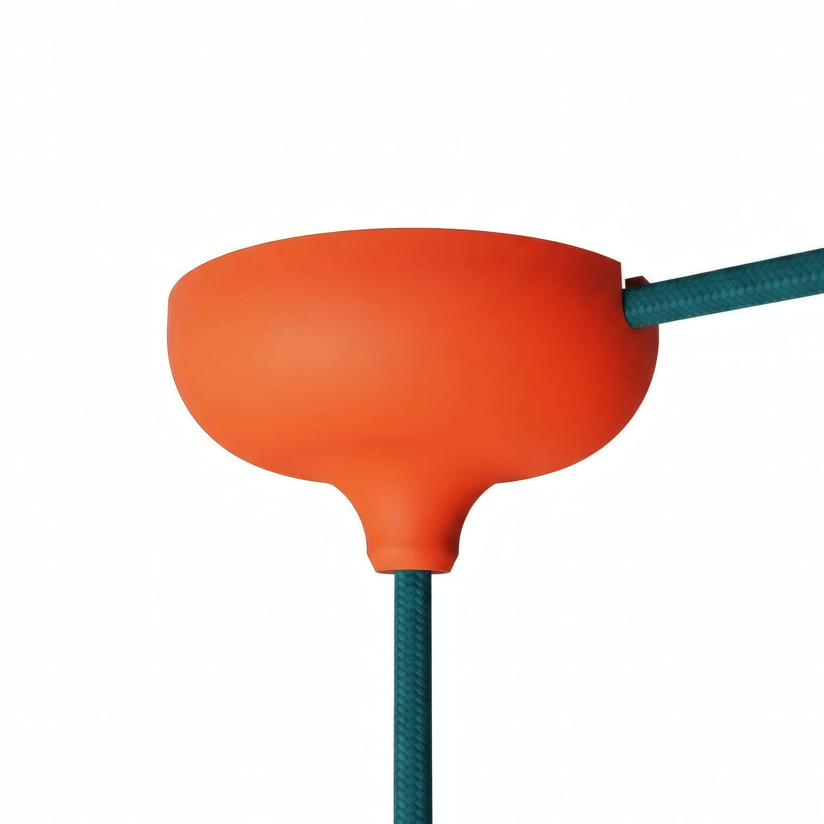 Florón de silicona Ø 88 mm, orificio central, salida lateral — Naranja