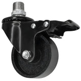 Rueda giratoria industrial negra de hierro fundido de 75 mm con freno, rosca macho, racor de hierro fundido galvanizado