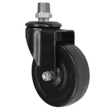 Rueda giratoria industrial negra de goma de 100 mm, 1/2'' (15x21mm) macho, racor de hierro fundido galvanizado