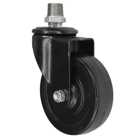 Rueda giratoria industrial negra de goma de 100 mm, 1/2'' (15x21mm) macho, racor de hierro fundido galvanizado
