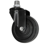 Rueda giratoria industrial negra de goma de 100 mm, rosca macho, racor de hierro fundido galvanizado
