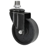 Rueda giratoria industrial negra de hierro fundido de 100 mm, 1/2'' (15x21mm) macho, racor de hierro fundido galvanizado