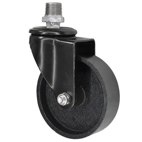 Rueda giratoria industrial negra de hierro fundido de 100 mm, 1/2'' (15x21mm) macho, racor de hierro fundido galvanizado