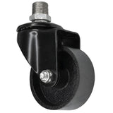 Rueda giratoria industrial negra de hierro fundido de 75 mm, rosca macho, racor de hierro fundido galvanizado