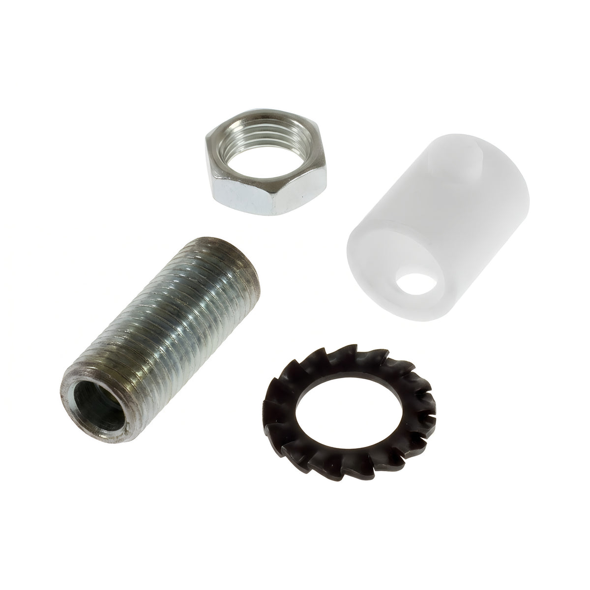 Prensacables cilíndrico de plástico, tubo roscado M10x1 — Blanco