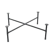Base de mesa de centro industrial de hierro fundido, patas en cruz, 108 × 108 cm, altura 32 cm, vista tres cuartos