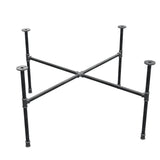 Base de mesa de centro industrial de hierro fundido, patas en cruz, 108 × 108 cm, altura 52 cm, vista tres cuartos