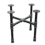 Base de mesa de centro industrial de hierro fundido, patas en cruz, 38 × 38 cm, altura 32 cm, vista tres cuartos