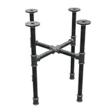 Base de mesa de centro industrial de hierro fundido, patas en cruz, 38 × 38 cm, altura 42 cm, vista tres cuartos