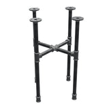 Base de mesa de centro industrial de hierro fundido, patas en cruz, 38 × 38 cm, altura 52 cm, vista tres cuartos