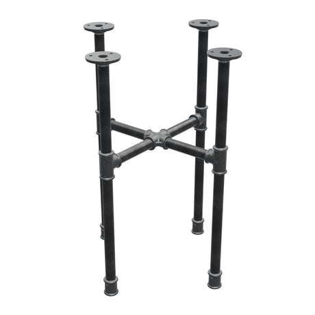 Base de mesa de centro industrial de hierro fundido, patas en cruz, 38 × 38 cm, altura 52 cm, vista tres cuartos