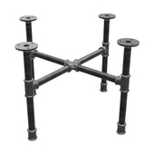 Base de mesa de centro industrial de hierro fundido, patas en cruz, 48 × 48 cm, altura 32 cm, vista tres cuartos