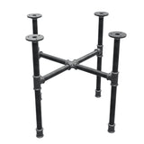 Base de mesa de centro industrial de hierro fundido, patas en cruz, 48 × 48 cm, altura 42 cm, vista tres cuartos