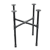Base de mesa de centro industrial de hierro fundido, patas en cruz, 48 × 48 cm, altura 52 cm, vista tres cuartos