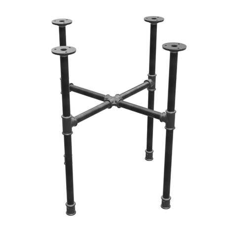Base de mesa de centro industrial de hierro fundido, patas en cruz, 48 × 48 cm, altura 52 cm, vista tres cuartos