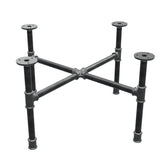 Base de mesa de centro industrial de hierro fundido, patas en cruz, 58 × 58 cm, altura 32 cm, vista tres cuartos