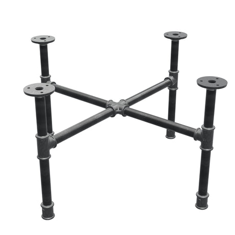 Base de mesa de centro industrial de hierro fundido, patas en cruz, 58 × 58 cm, altura 32 cm, vista tres cuartos