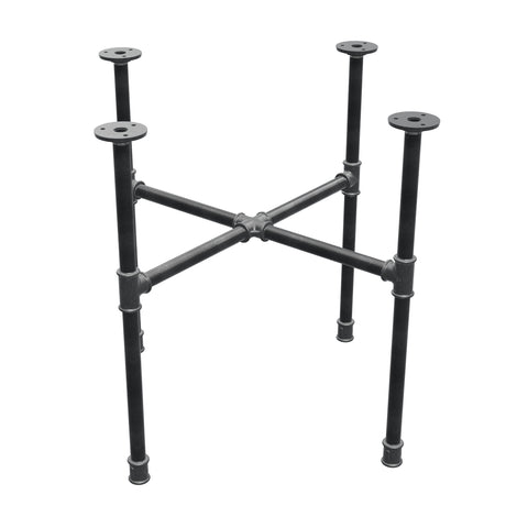 Base de mesa de centro industrial de hierro fundido, patas en cruz, 58 × 58 cm, altura 52 cm, vista tres cuartos