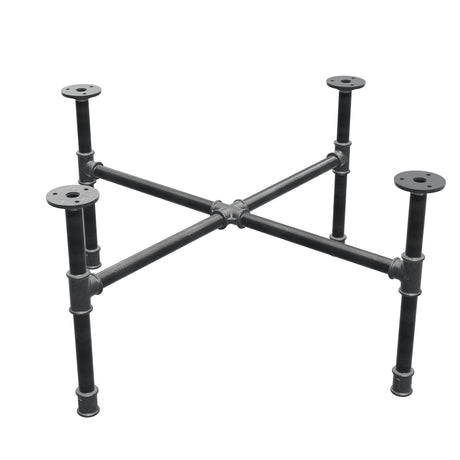 Base de mesa de centro industrial de hierro fundido, patas en cruz, 68 × 68 cm, altura 32 cm, vista tres cuartos