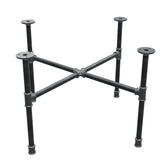Base de mesa de centro industrial de hierro fundido, patas en cruz, 68 × 68 cm, altura 42 cm, vista tres cuartos