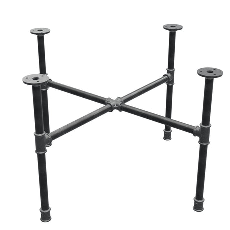 Base de mesa de centro industrial de hierro fundido, patas en cruz, 68 × 68 cm, altura 42 cm, vista tres cuartos