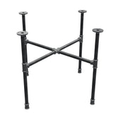 Base de mesa de centro industrial de hierro fundido, patas en cruz, 68 × 68 cm, altura 52 cm, vista tres cuartos