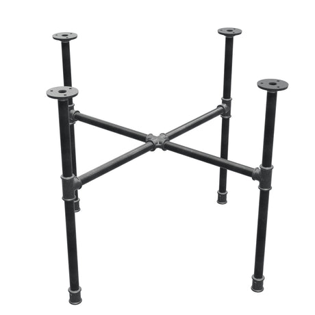 Base de mesa de centro industrial de hierro fundido, patas en cruz, 68 × 68 cm, altura 52 cm, vista tres cuartos