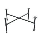 Base de mesa de centro industrial de hierro fundido, patas en cruz, 88 × 88 cm, altura 32 cm, vista tres cuartos
