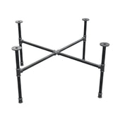 Base de mesa de centro industrial de hierro fundido, patas en cruz, 88 × 88 cm, altura 42 cm, vista tres cuartos