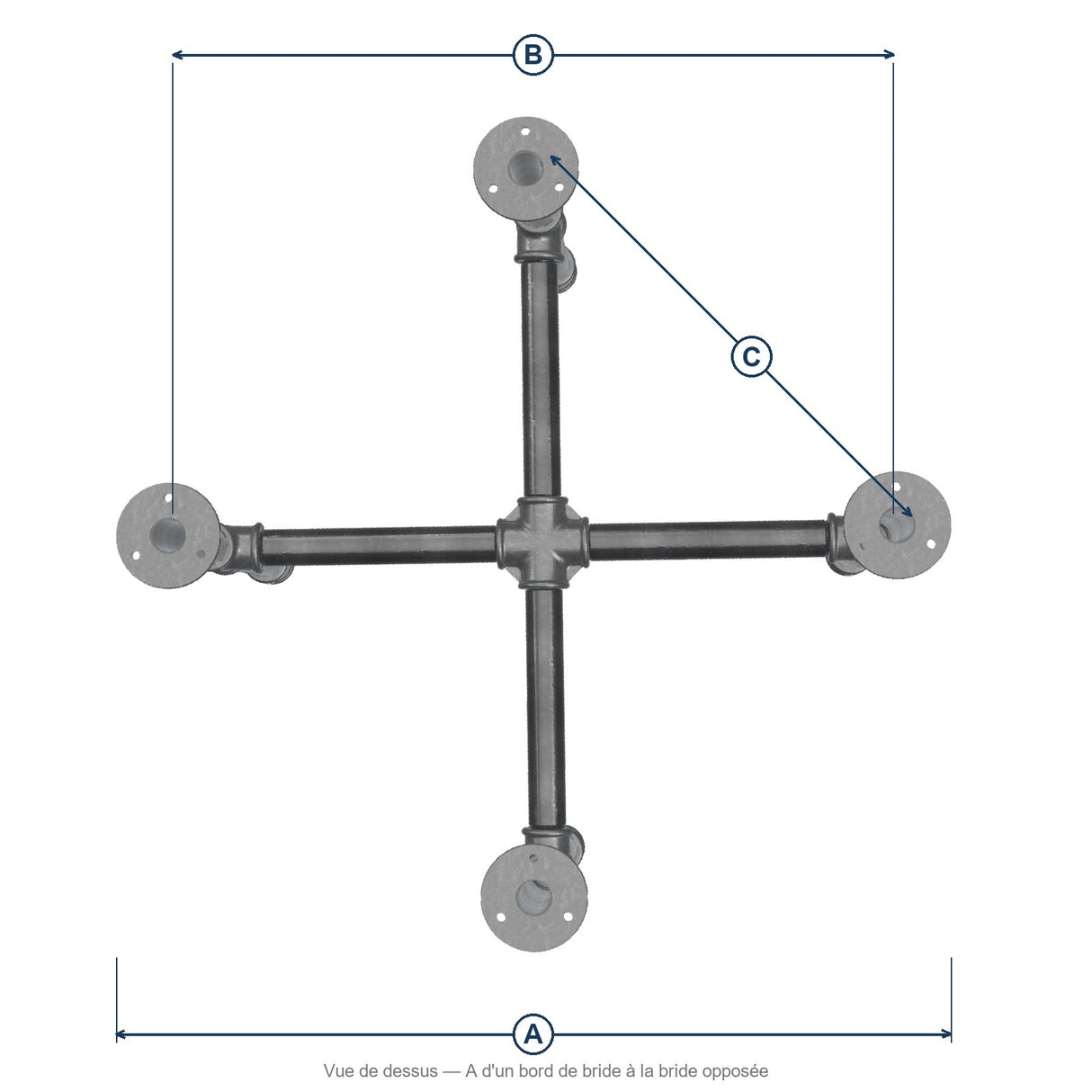 Plano acotado de la base — vista superior