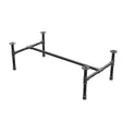 Estructura de mesa de centro industrial de hierro fundido, en H, 101 × 55 cm, altura 32 cm, vista tres cuartos