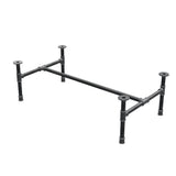 Estructura de mesa de centro industrial de hierro fundido, en H, 101 × 55 cm, altura 32 cm, vista tres cuartos