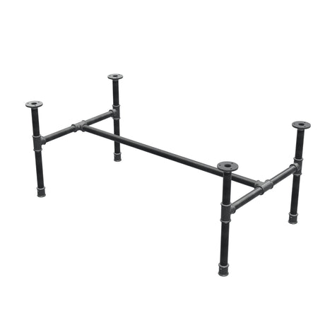 Estructura de mesa de centro industrial de hierro fundido, en H, 101 × 55 cm, altura 42 cm, vista tres cuartos