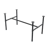 Estructura de mesa de centro industrial de hierro fundido, en H, 101 × 55 cm, altura 52 cm, vista tres cuartos