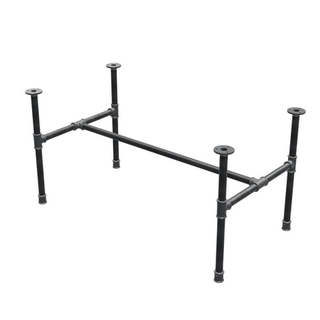 Estructura de mesa de centro industrial de hierro fundido, en H, 101 × 55 cm, altura 52 cm, vista tres cuartos