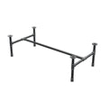 Estructura de mesa de centro industrial de hierro fundido, en H, 111 × 55 cm, altura 32 cm, vista tres cuartos