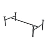 Estructura de mesa de centro industrial de hierro fundido, en H, 111 × 55 cm, altura 32 cm, vista tres cuartos