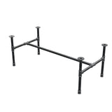 Estructura de mesa de centro industrial de hierro fundido, en H, 111 × 55 cm, altura 42 cm, vista tres cuartos