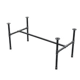 Estructura de mesa de centro industrial de hierro fundido, en H, 111 × 55 cm, altura 52 cm, vista tres cuartos