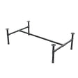 Estructura de mesa de centro industrial de hierro fundido, en H, 111 × 65 cm, altura 32 cm, vista tres cuartos