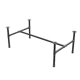 Estructura de mesa de centro industrial de hierro fundido, en H, 111 × 65 cm, altura 42 cm, vista tres cuartos