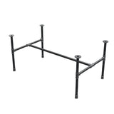 Estructura de mesa de centro industrial de hierro fundido, en H, 111 × 65 cm, altura 52 cm, vista tres cuartos