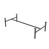 Estructura de mesa de centro industrial de hierro fundido, en H, 131 × 65 cm, altura 32 cm, vista tres cuartos
