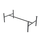 Estructura de mesa de centro industrial de hierro fundido, en H, 131 × 65 cm, altura 42 cm, vista tres cuartos