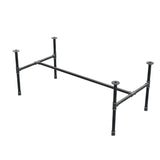 Estructura de mesa de centro industrial de hierro fundido, en H, 131 × 65 cm, altura 52 cm, vista tres cuartos