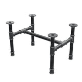 Estructura de mesa de centro industrial de hierro fundido, en H, 51 × 35 cm, altura 32 cm, vista tres cuartos