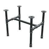 Estructura de mesa de centro industrial de hierro fundido, en H, 51 × 35 cm, altura 42 cm, vista tres cuartos