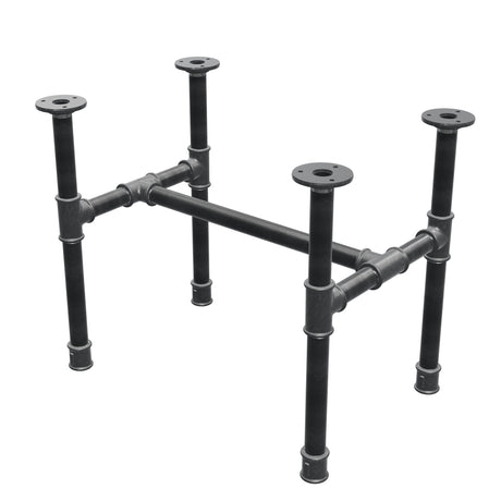 Estructura de mesa de centro industrial de hierro fundido, en H, 51 × 35 cm, altura 42 cm, vista tres cuartos