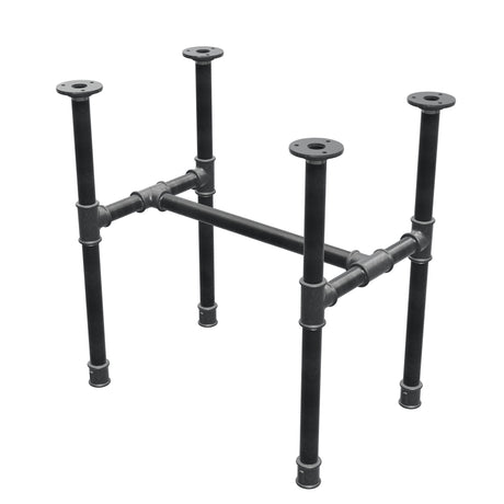 Estructura de mesa de centro industrial de hierro fundido, en H, 51 × 35 cm, altura 52 cm, vista tres cuartos