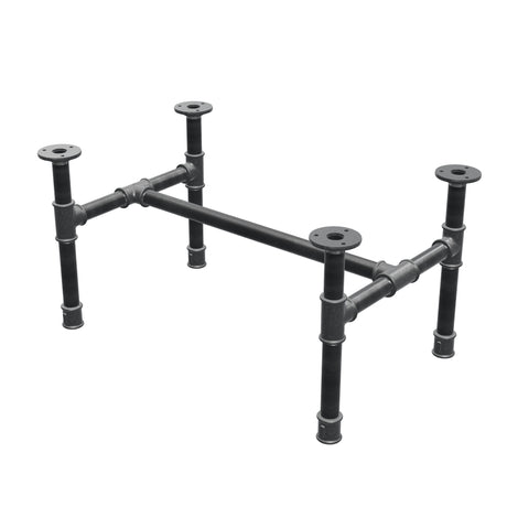 Estructura de mesa de centro industrial de hierro fundido, en H, 61 × 39 cm, altura 32 cm, vista tres cuartos